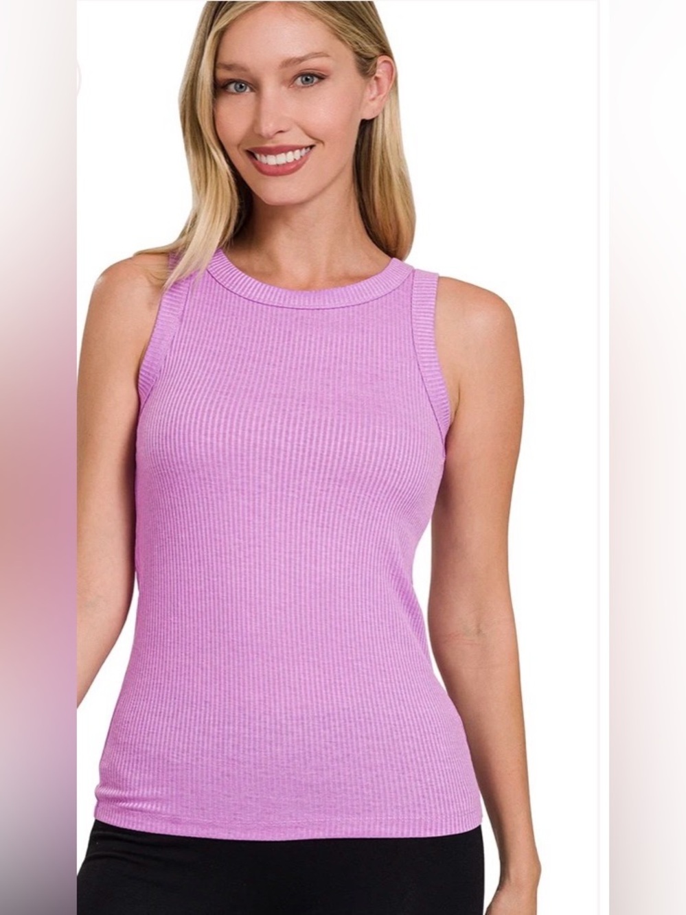 Zenana Women’s Sleeveless Ribbed Tank Top in vibrant purple Medium NWOT